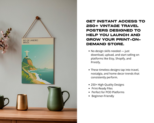 250+ Vintage Travel Posters Bundle | Print on Demand Starter Kit