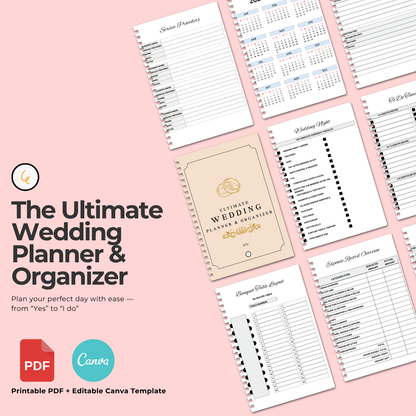 Ultimate Wedding Planner & Organizer PDF & Canva Template