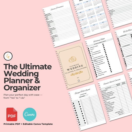 Ultimate Wedding Planner & Organizer PDF & Canva Template