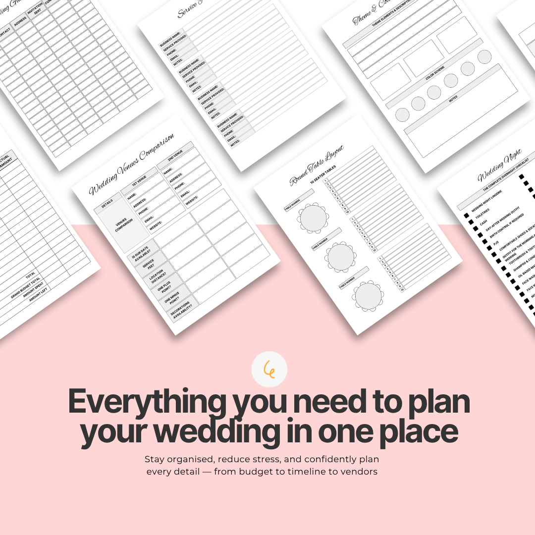 Ultimate Wedding Planner & Organizer PDF & Canva Template